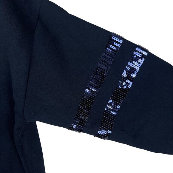 Dallas Cowboys Cropped Hoodie M Sequin Star Cozy Black Fleece Pullover NFL Cuce - Picture 6 of 13